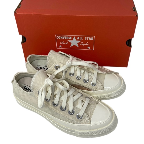 Converse Chuck 70 OX Shoes Crafted Canvas Beige Women Size Low Top Skate 572613C - Picture 2 of 9